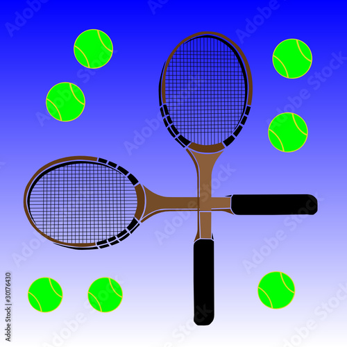 Racquets and tennis balls vector