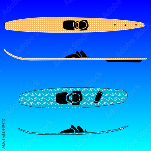 skis on the water vector