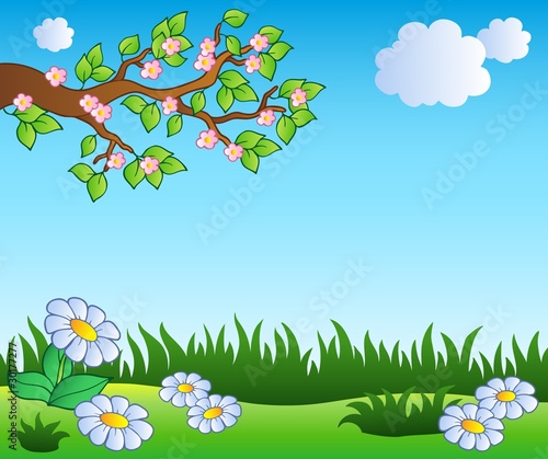 Spring meadow with daisies