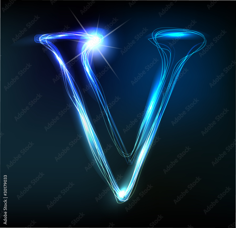 Glowing neon font. Shiny letter Glowing neon font. Shiny letter