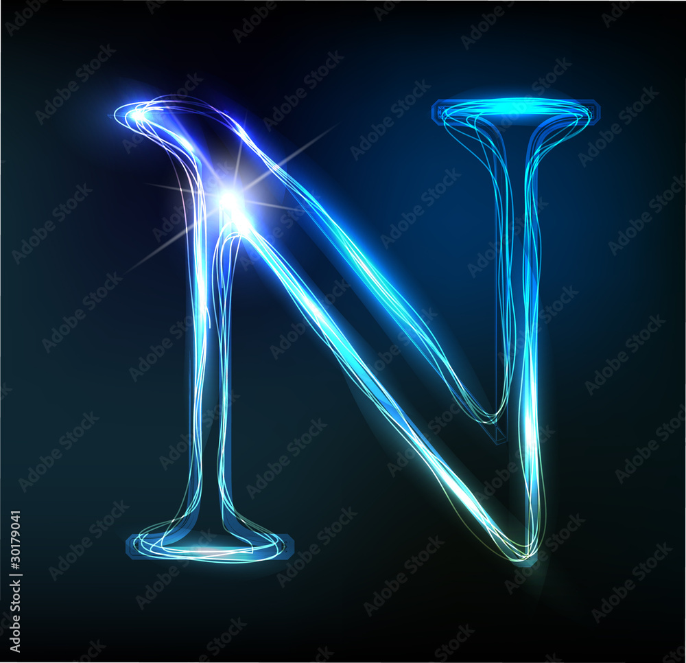 Glowing neon font. Shiny letter Glowing neon font. Shiny letter