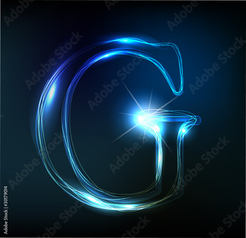 Glowing neon font. Shiny letter