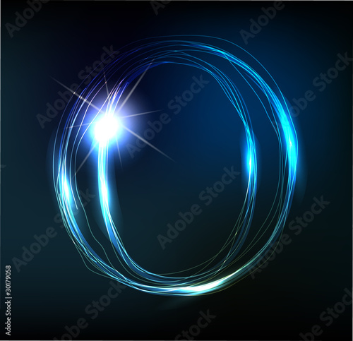 Glowing neon font. Shiny letter