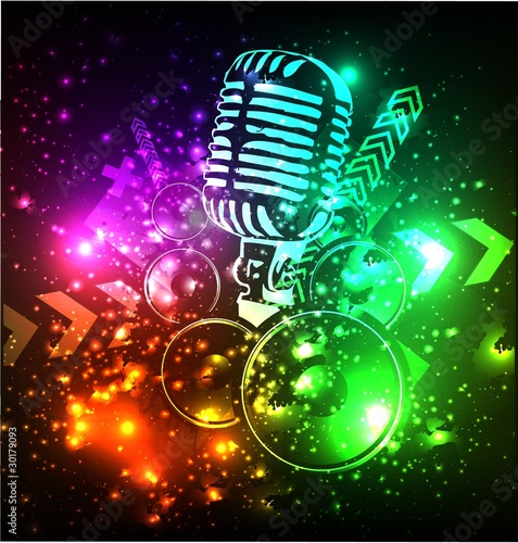 vector music background with microphone