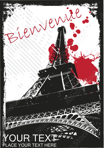 eiffel post card vector