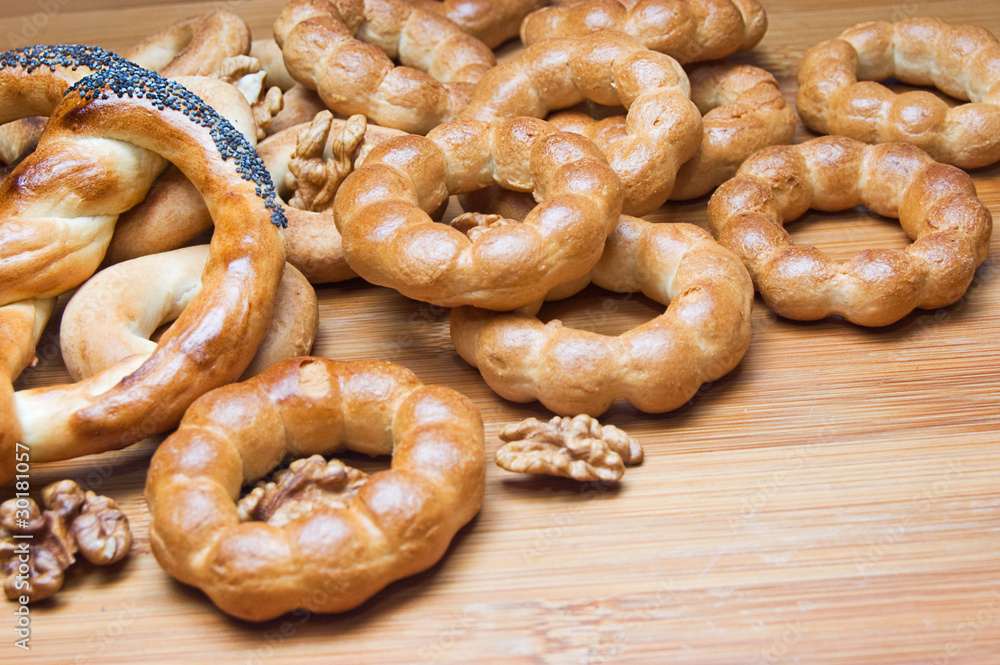 Bagels and knot shaped biscuits Bagels and knot shaped biscuits