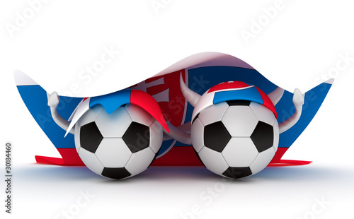 Two soccer balls hold Slovakia flag