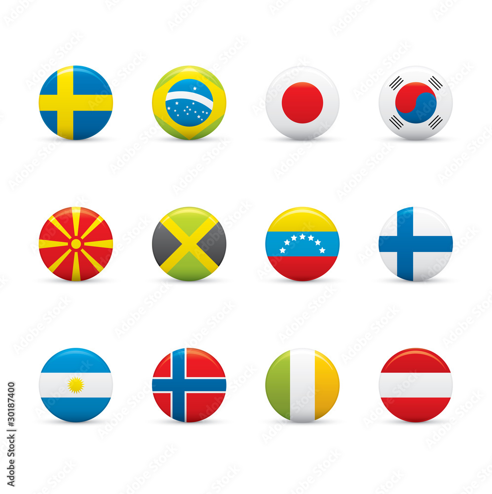 Naklejka premium World Flags Icon Set on White background