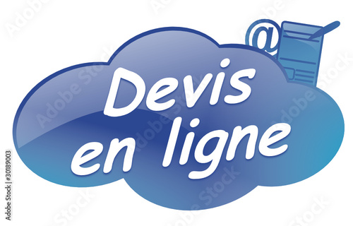 devis en ligne sur bouton design nuage bleu
