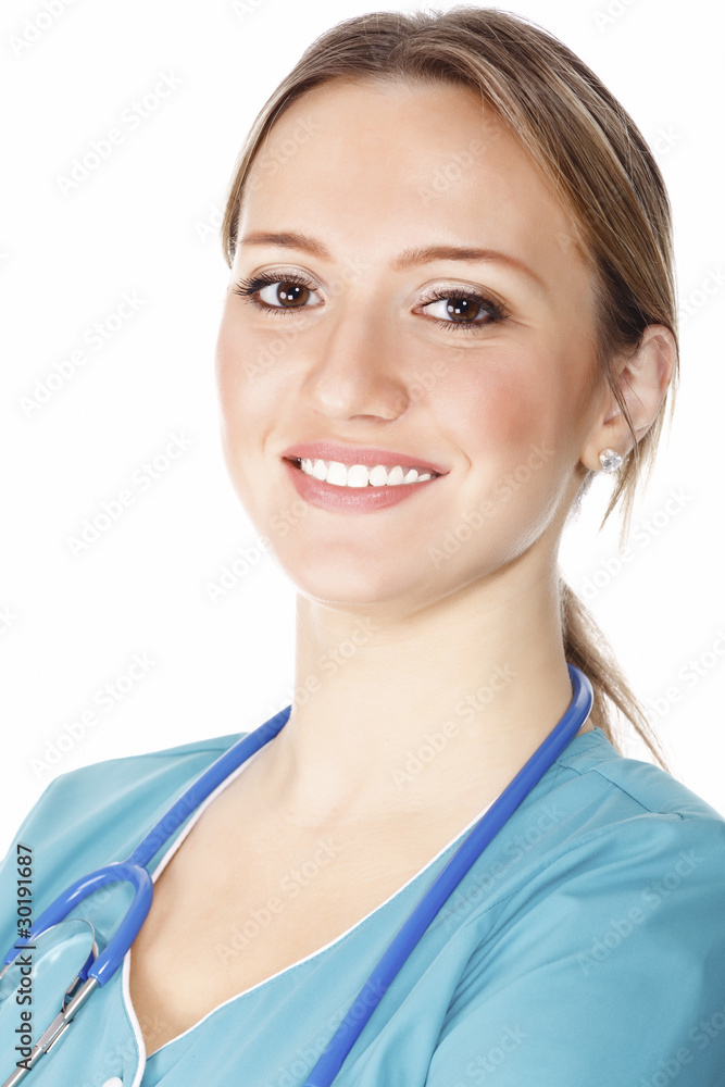 Smiling medical doctor woman with stethoscope. Smiling medical doctor woman with stethoscope.