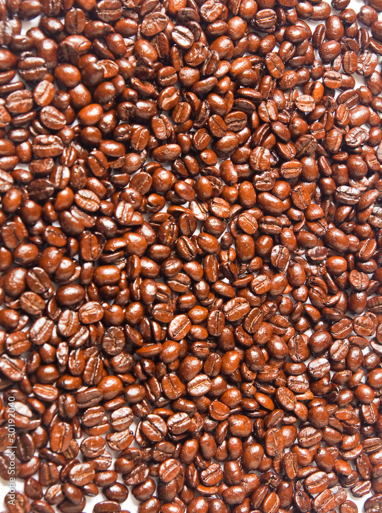 Many brown coffee beans for background Many brown coffee beans for background