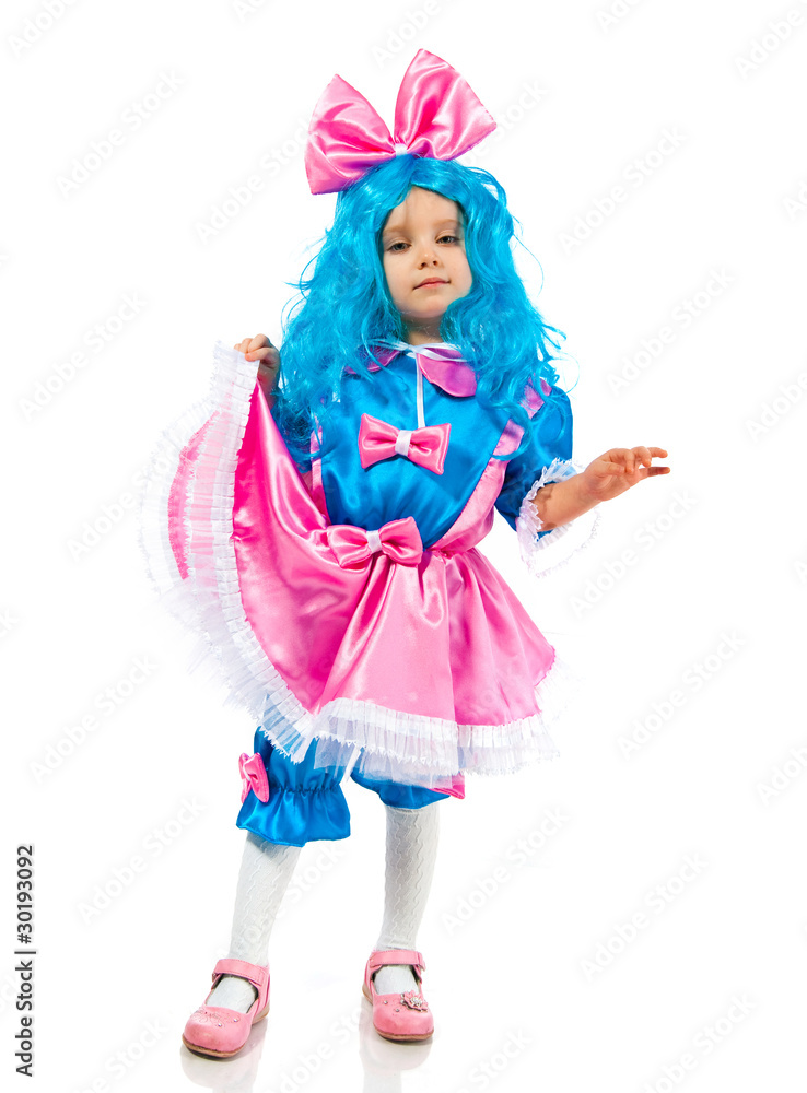 Little girl  with blue hair