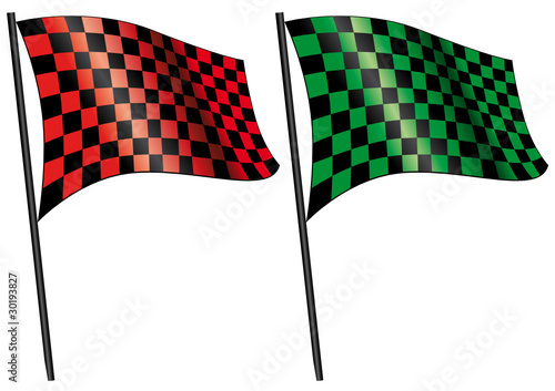 Bandiera a scacchi rossi e bandiera a scacchi verdi