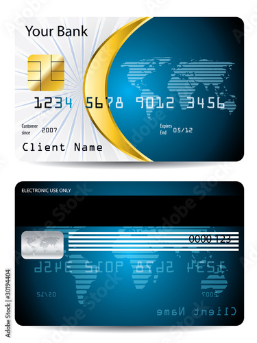 Credit card design with golden shape