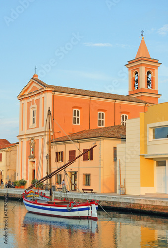 Italy Cesenatico harbor, antique fishing sailing boat © claudiozacc