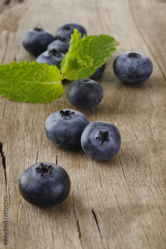 blueberry and mint leaf