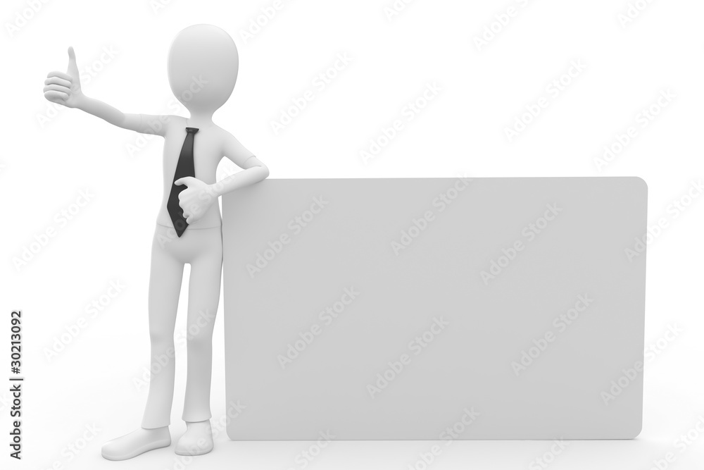 3d man with blank billboard 3d man with blank billboard