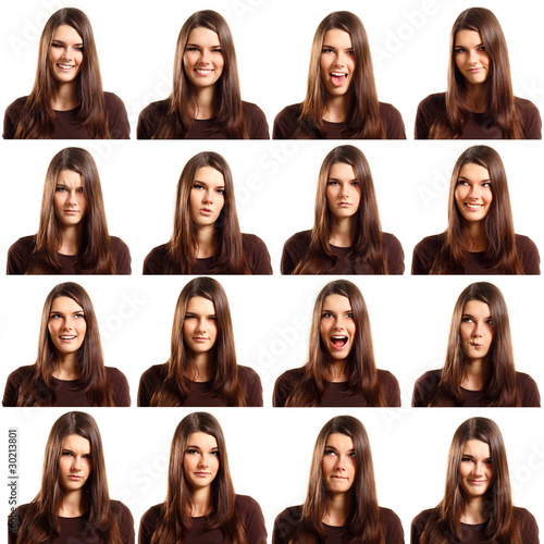 teenager girl grimacing set isolated on white