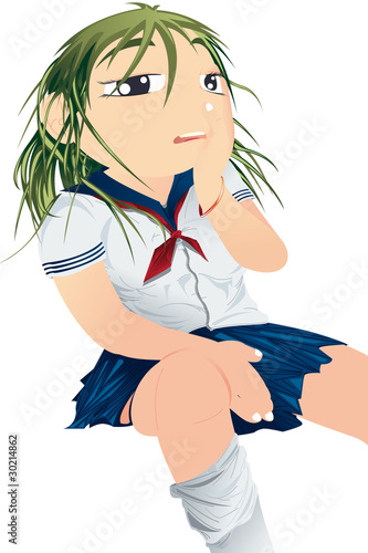 étudiante japonaise assise