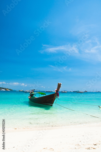 Long tailed boat at Pee-pee island in Thailand