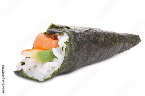 temaki sushi on white background