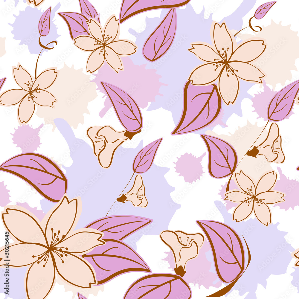 Fototapeta premium Seamless floral pattern in pastel colors.