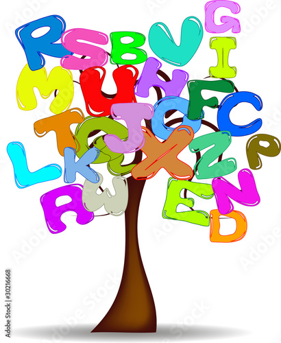 Albero con lettere colorate