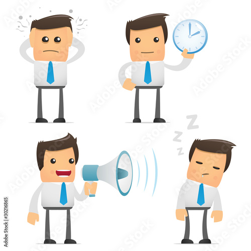 set of funny cartoon manager
