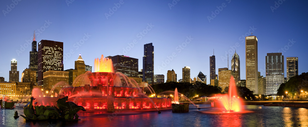 Fototapeta premium Chicago Grant park nocą
