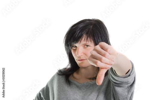 Frau mit Daumen nach unten