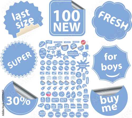 100 blue stickers