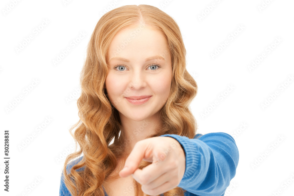 businesswoman pointing her finger businesswoman pointing her finger
