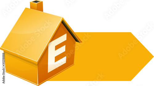 Maison orange de classe E et sa flèche (détouré)