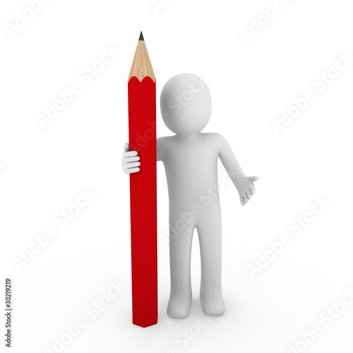 3d human red pencil