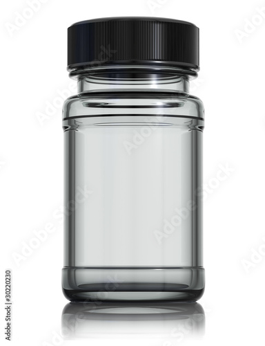 Medical glass bottle on white background. 3d render