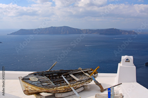 Old fishing boat - Greek scene on Santorini
