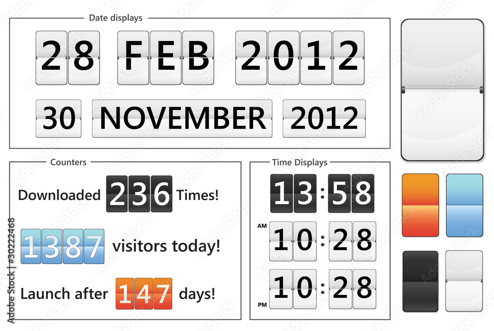 flip display date counters, clocks and counters Stock Vector Adobe Stock