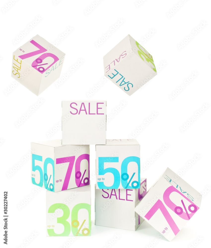 Sale sign on the cube Sale sign on the cube