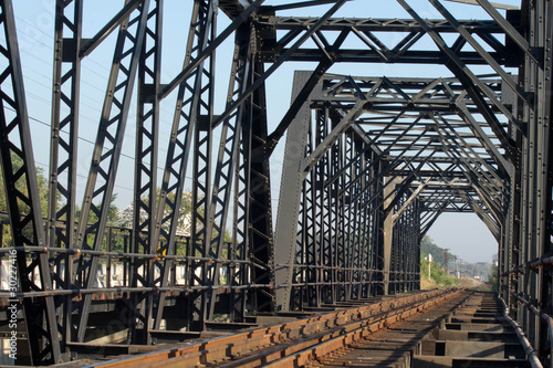 Railway tracks iron bridge photo