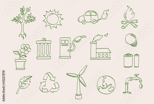 environment doodle icons