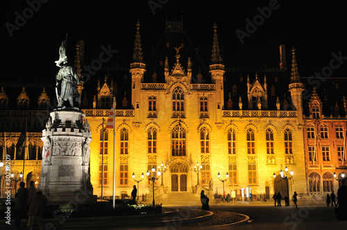 City hall, Bruges, Belgium, at night