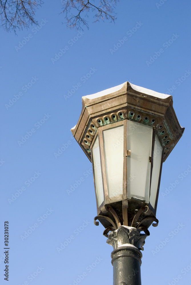 vintage lamp in the old estate park