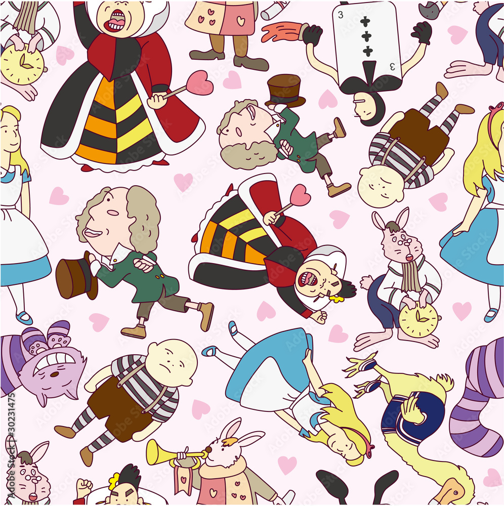 seamless Alice in Wonderland pattern