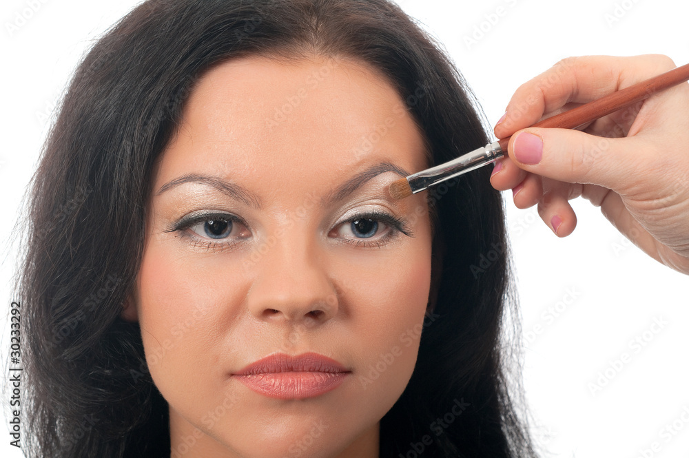 putting on models eye make up putting on models eye make up