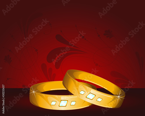 Vector two wedding rings on a background