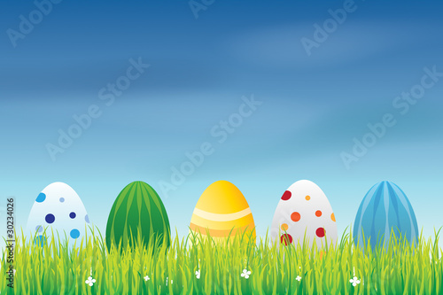 Wiese Ostereier Reihe