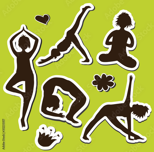 cartoon yoga silhouette in vector