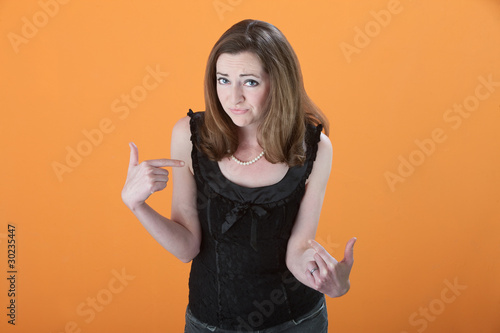 Photography Woman Points to Herself