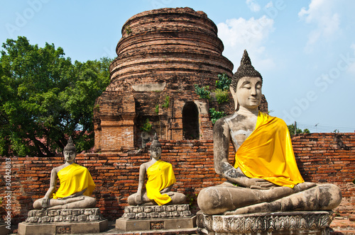 Tableau sur toile Old Temple of Ayutthata, Thailand