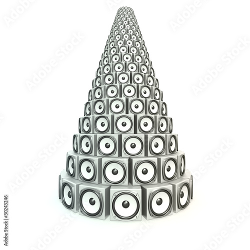 Temple of music - Huge pile of white sound boxes